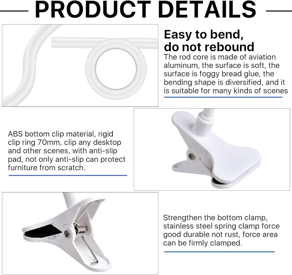 Flexible Baby Monitor Camera Bracket Suitable for Crib Outdoor Indoor Desktop Clip Universal 1/4'' Screw Cameras Mount Clamp