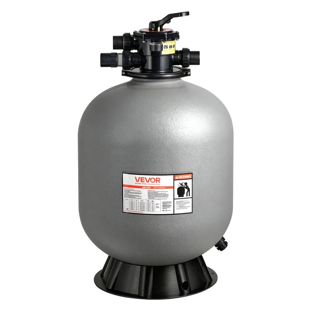 Sand Filter, 609.6 mm, 246.1 LPM Above Inground Swimming Pool Sand Filter System, with 7-Way Multi-Port Valve, Backwash, Rinse, Recirculate, Waste,