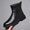 Winter eerste laag rundleer heren katoenen schoenen wol leer outdoor fluweel warm hoge top leren schoenen sneeuwlaarzen herenschoenen