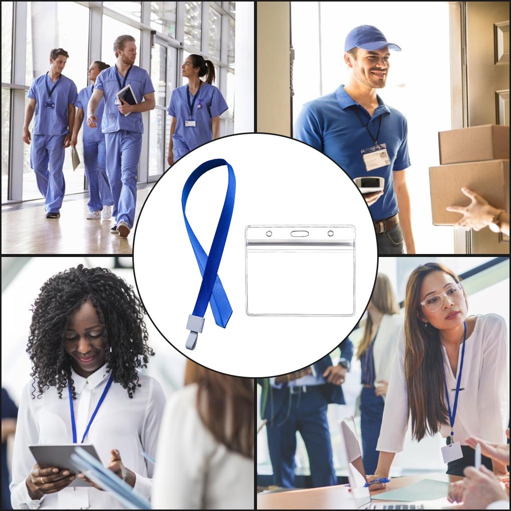 Card Cover Holder ID Card Protector Waterproof PVC Sleeve with Hanging Rope