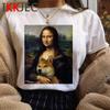 Vintage Aesthetic Mona Lisa Tshirt For Unisex Funny Cartoon Design Harajuku Graphic Fashion Ladies Streetwear Top