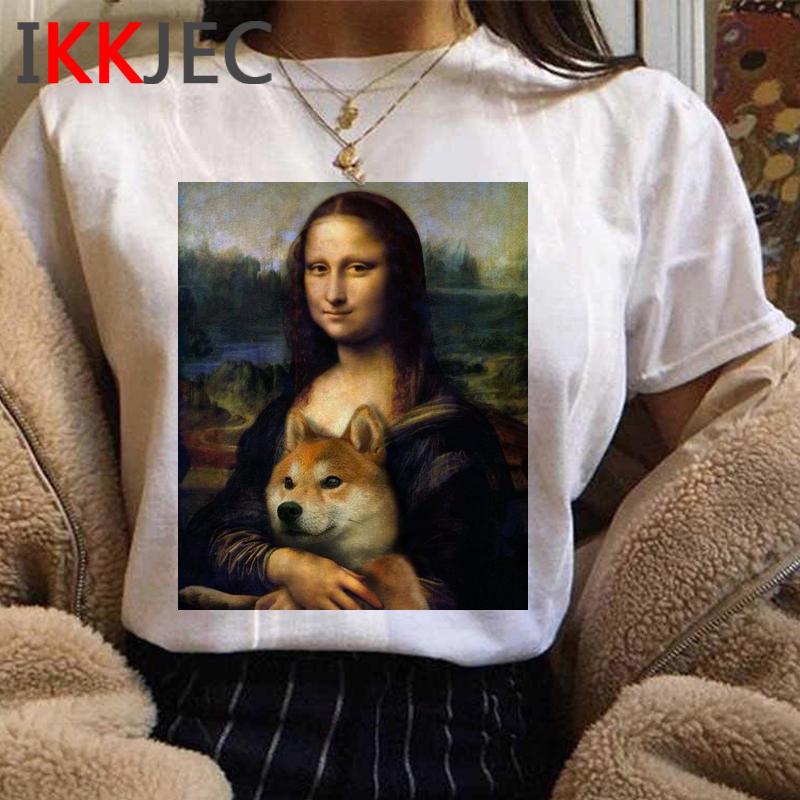Vintage Aesthetic Mona Lisa Tshirt For Unisex Funny Cartoon Design Harajuku Graphic Fashion Ladies Streetwear Top