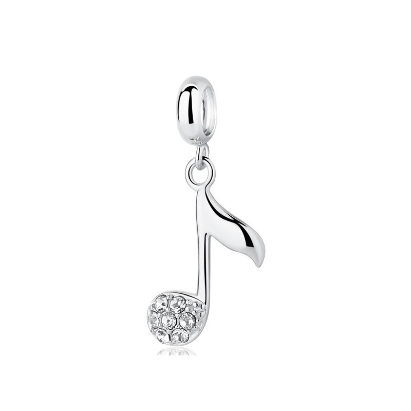 Original 925 Sterling copper Charm Bead Love Music Note Piano Pendant Charms Fit Brand Bracelets Necklaces Women Diy Zircon