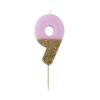 Sparkly Pink and Gold Number 9 Birthday Candle - Size 13.8 Cm