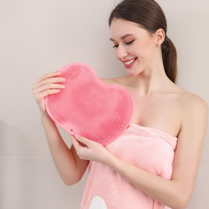 

Massage Shower Mat Non-slip Wash Foot Pad Foot Exfoliating Bathroom Rub Back Brush with Sucker Bath Massage Brush Pad 1PC рожевий
