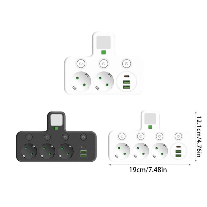 Multi-Socket Power Strips Wall Socket Adapters Power Converter with Independent Switches for Multiple Device Use Enduring