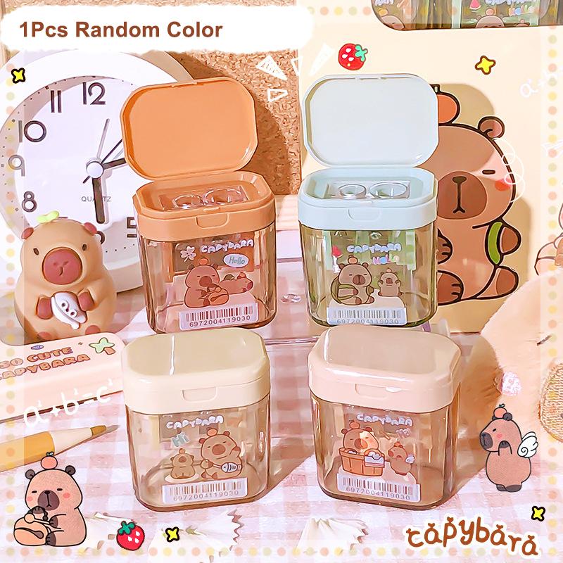 

1 шт. Мультяшная капибара точилка для карандашей Двойное отверстие точилка для карандашей Портативная мини ручная точилка для карандашей Студенческие канцелярские товары