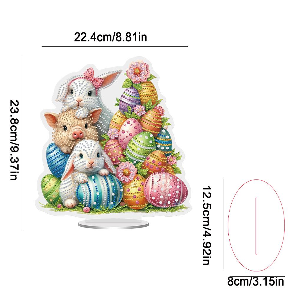 5D DIY Diamond Painting Desktop Ornaments Kits Easter Special Shaped Diamond Painting Desktop Decoration for Home Office Desktop