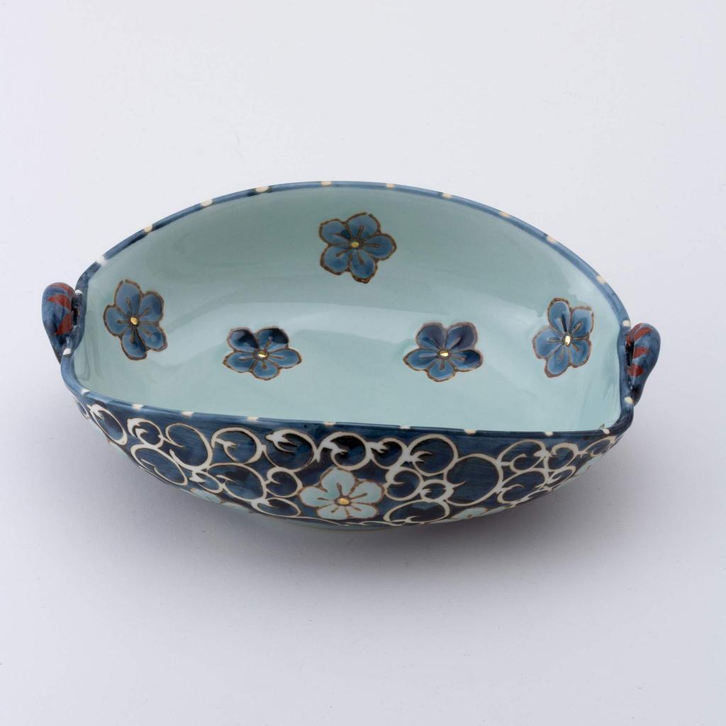 Nishikai Keramik Hasami Ware Süßschale, Arabesken- und Glockenblumenmuster, Durchmesser 19,5 cm (Geschenkverpackung) 55548