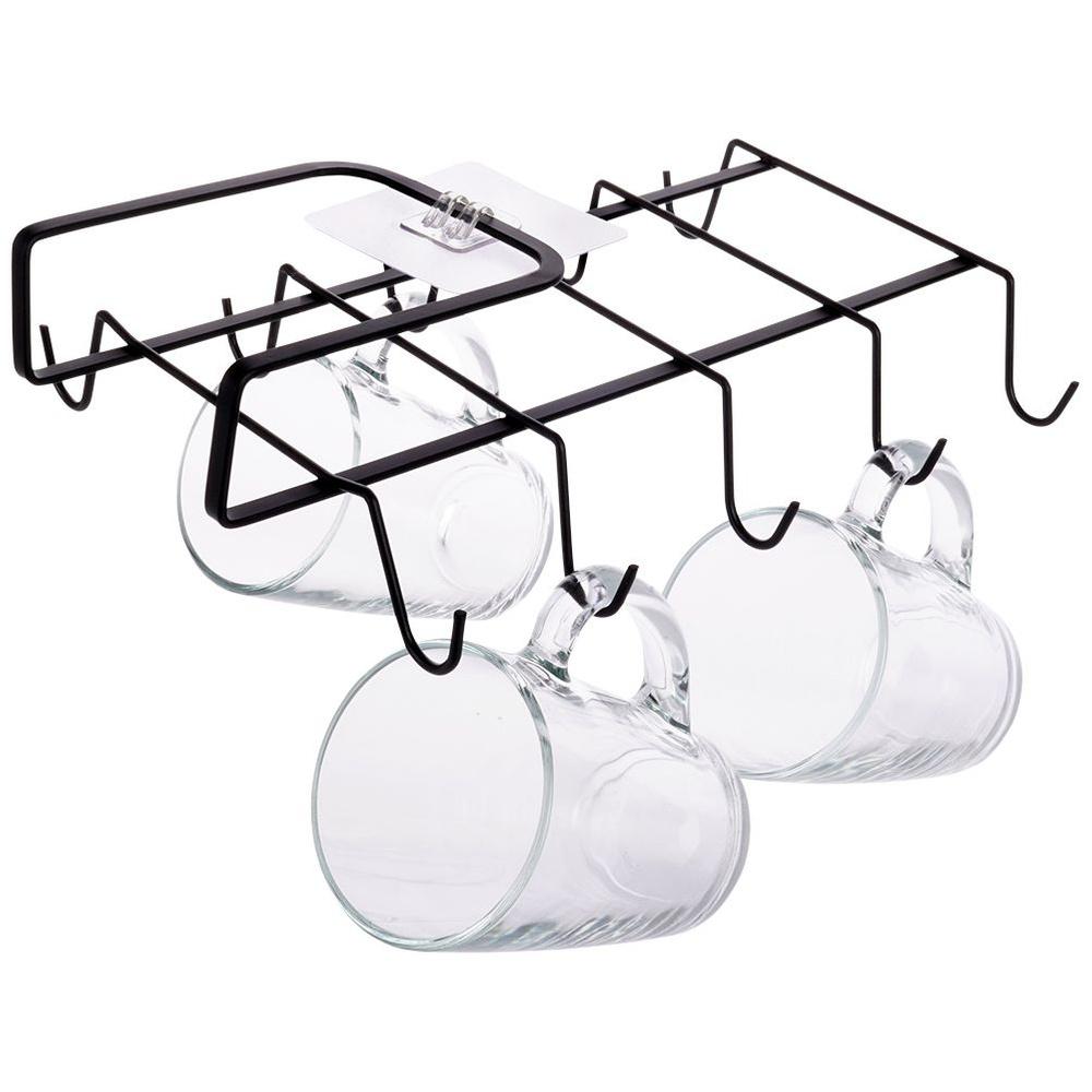 Under-Cabinet Hanger for Cups and Mugs, Suspended Holder Without Drilling