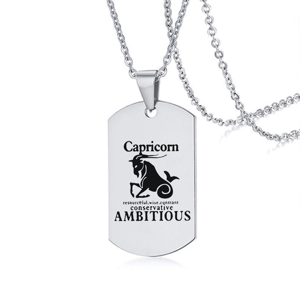 Sternzeichen Halskette für Männer Frauen 12 Konstellation Edelstahl Skorpion Kette Halskette Geburtstagsgeschenk Anhänger Schmuck