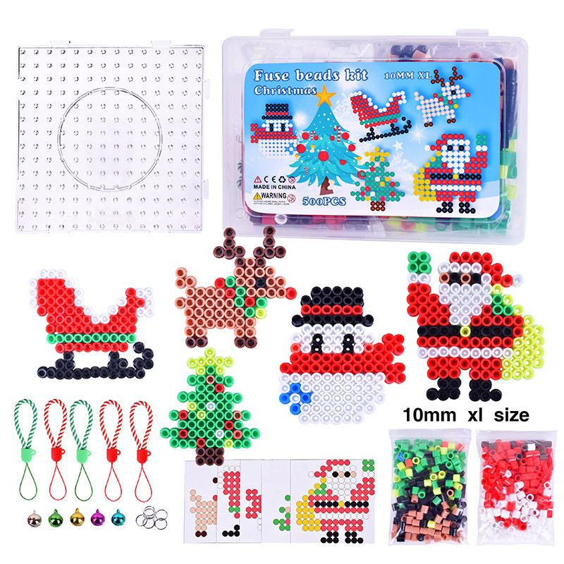 10mm Große Bügelperlen Set Ungiftig Schmelzperlen Weihnachten Ostern DIY Bastelspielzeug Mehrfarbig für Kinder