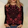 Women's Long Sleeve Halloween Print Neck Tunic Top Casual Pullover