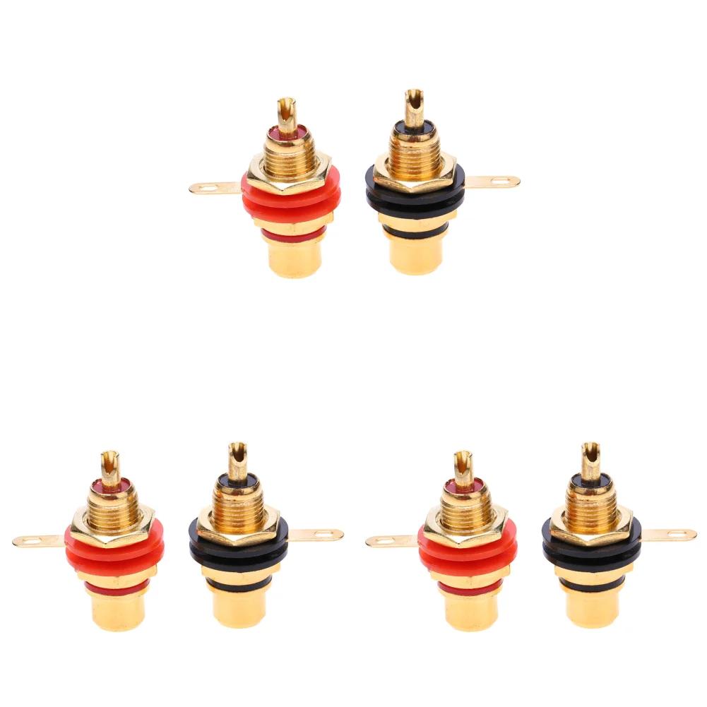 2-16pcs Chassis Panel Mount Adapter Zinc Alloy Gold Plating Female RCA Jack Connector Accessories RCA Female Plug Audio Socket