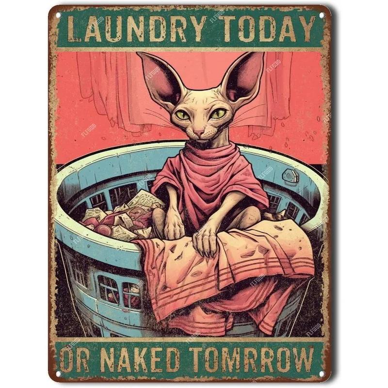Hisun Tin Sign HD Tin Sign Vintage Laundry Room Decor Retro Metal Tin Sign Set for Home Wall Decor 20x30