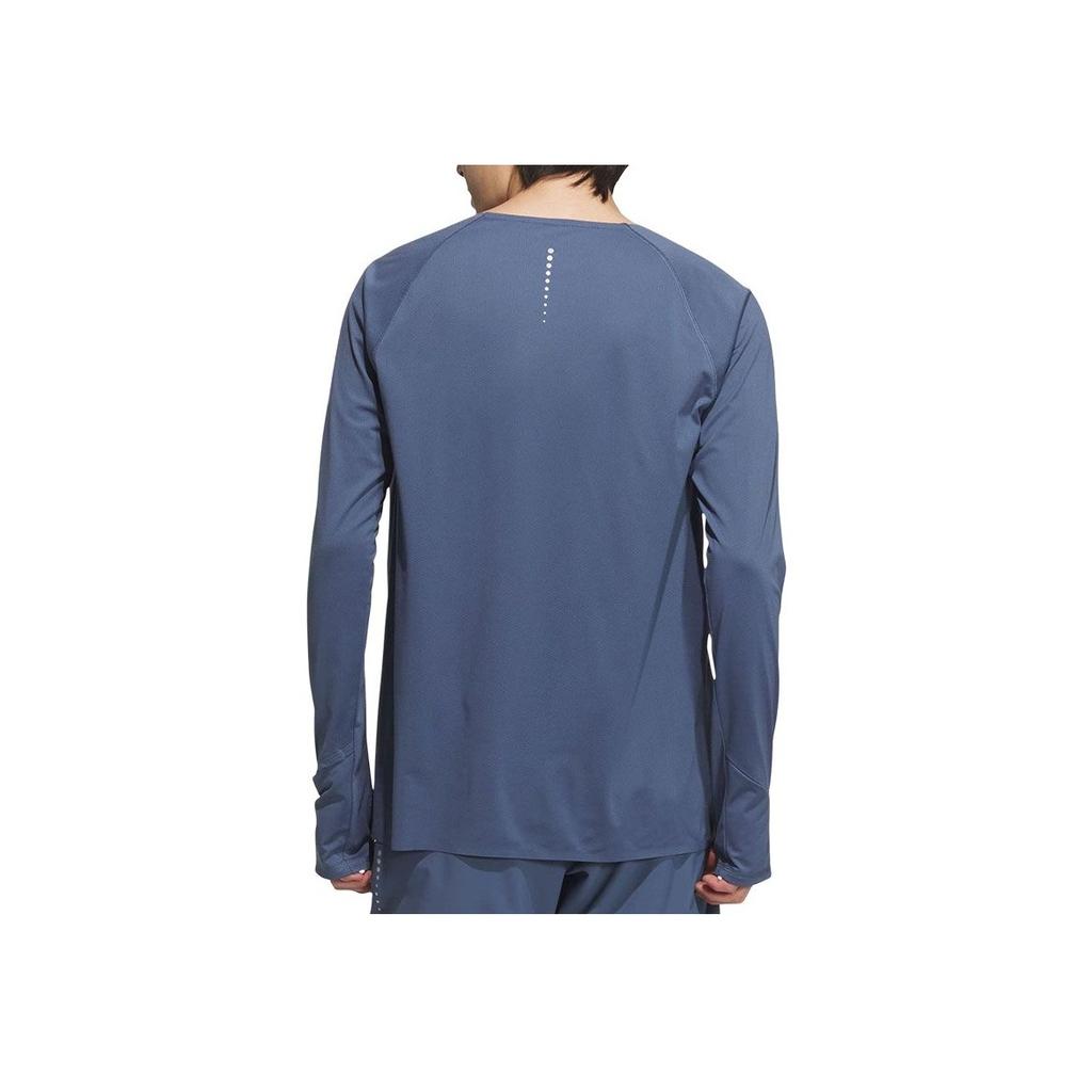 Adidas Solid Color Sports Casual Crew Neck Long Sleeve T-Shirt Unisex Tops Blue JY6987