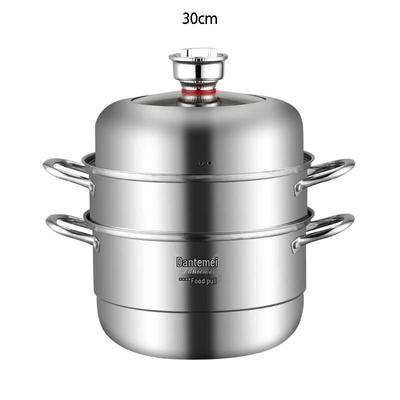 Stainless Steel 3-Layer Steamer Pot with Timer