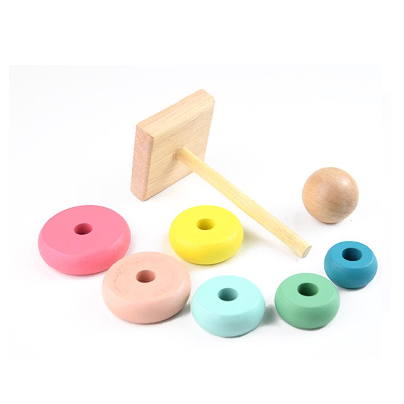 Rainbow Tower: Wooden Stacking Rings Toy for Early Childhood Color and Number Learning