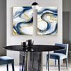 Luxury Style Blue Golden Abstract Simplicity Graphic Art Contemporary Canvas Painting Poster Print Wall Picture Home Decoration