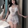 Erotic Underwear: Sexy halter, Lace, Seductive, Cut-out, lace-up, mesh sleeping dress, Hot see-through uniform 8497