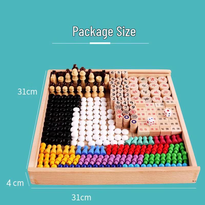 27-in-1 Wooden Multi-Game Chess Set