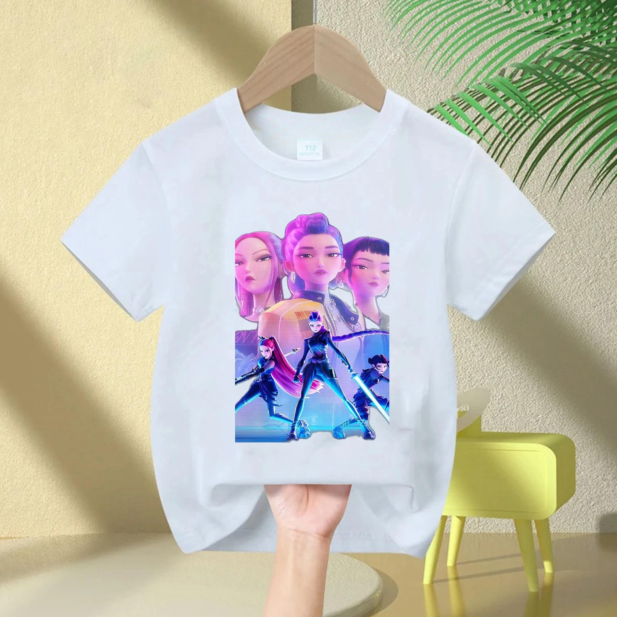

Літня Гаряча Кіно Дівчата Футболка KPop Мисливці на Демонів Фанатські Подарунки Дитяча Мода Повсякденна Зручна М яка Бавовняна Футболка 130