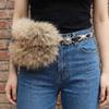 Faux Fur Furry Waistband PU Leather Y2K Waistband Fashion Leather Fur Belt  Dress Decoration