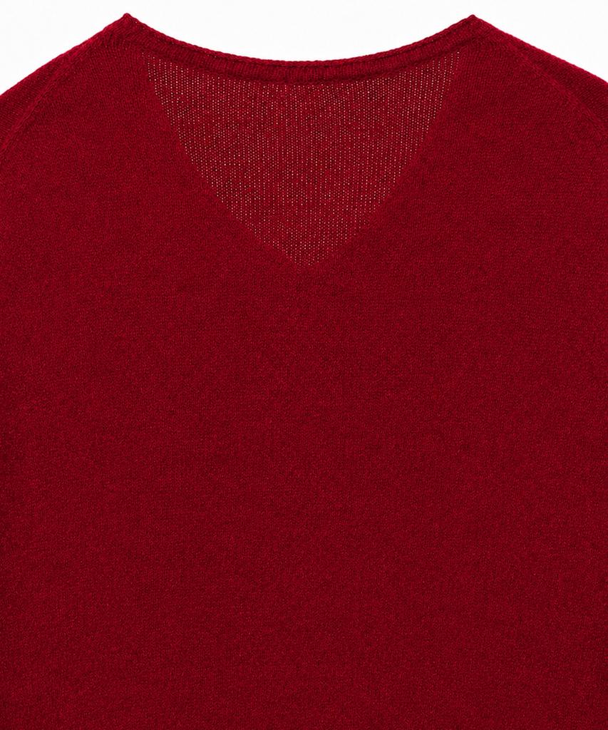 IL CORSO Lambswool Roll-Up V-Neck Knit Burgundy