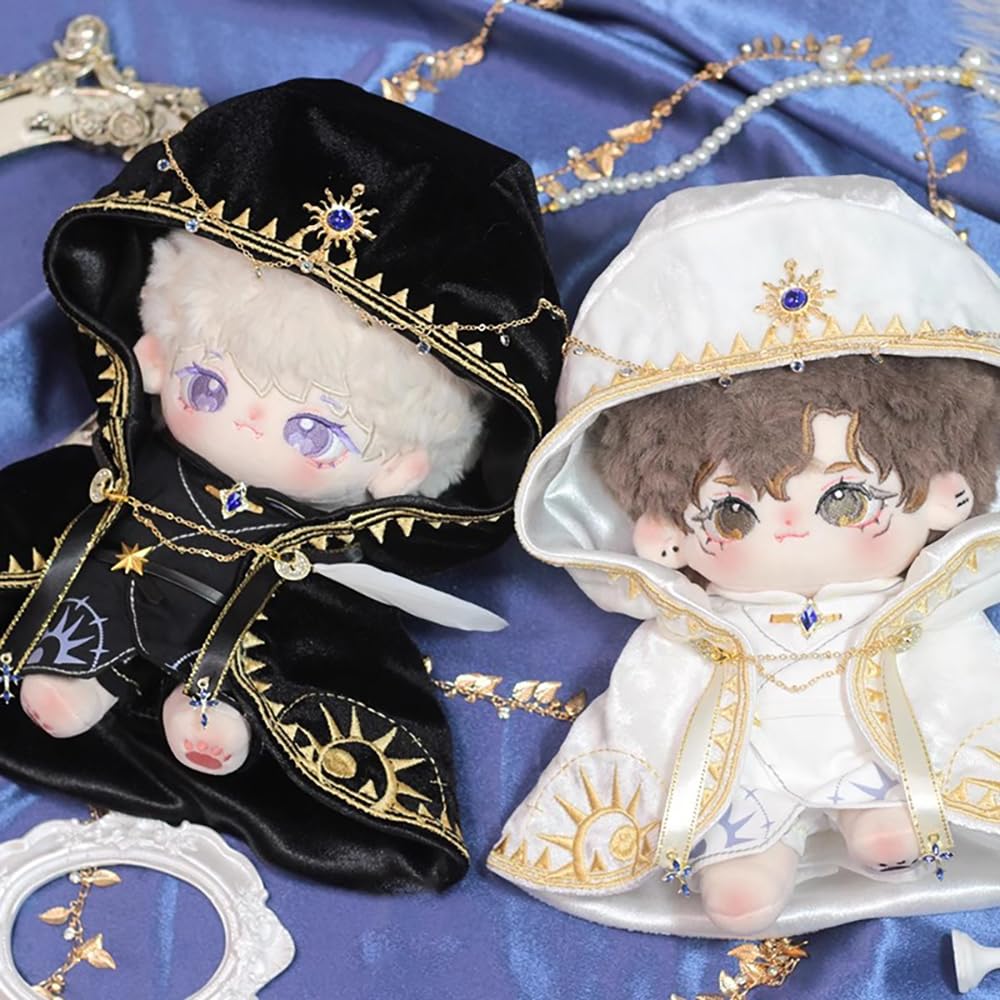 Niannyyhouse Plush Magic Cotton Doll 10cm/20cm Clothes, Robe, Belt, Cloak, Clothes, Dress-Up (Black, 20cm)