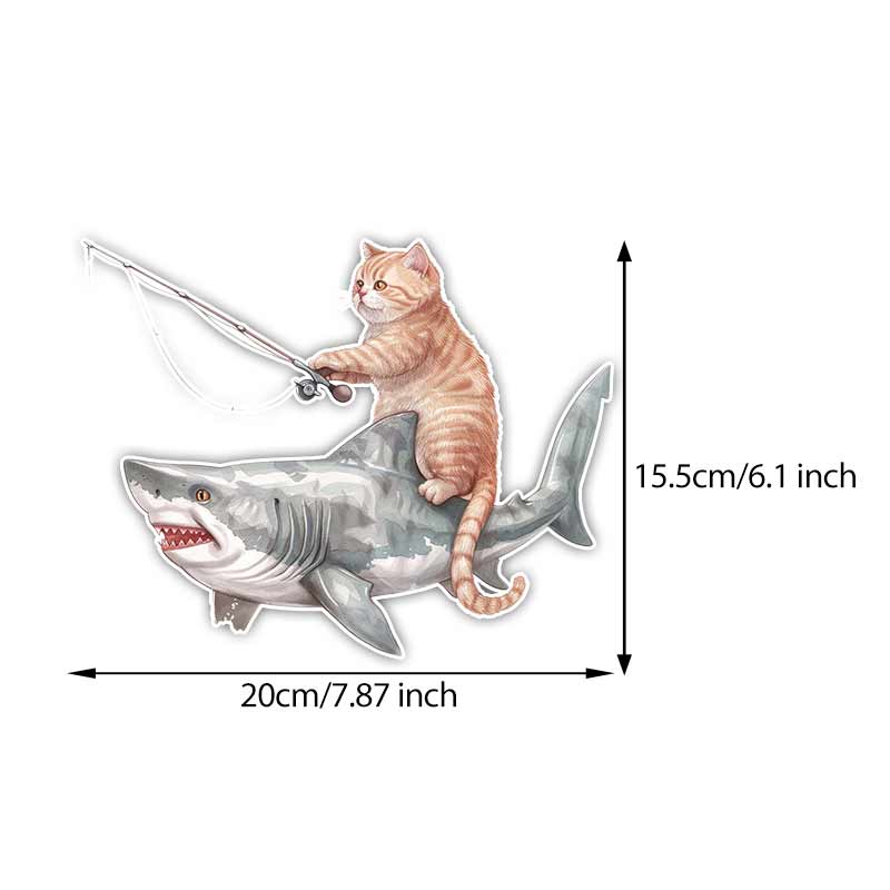 

Cat Fishing Car Stickers Vinyl Decal Waterproof Rear Window Motorcycle Camper Bumper Truck Laptop Decoration TM187 A-20x15.5cm