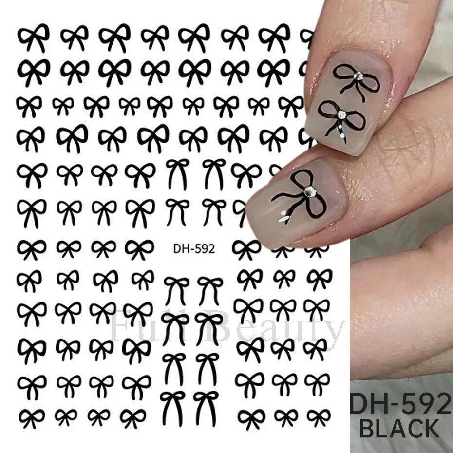 Nail Art Sticker, New Year'S Red Laser Red French Bow Atmosphere Adhesive 3D Nail Sticker