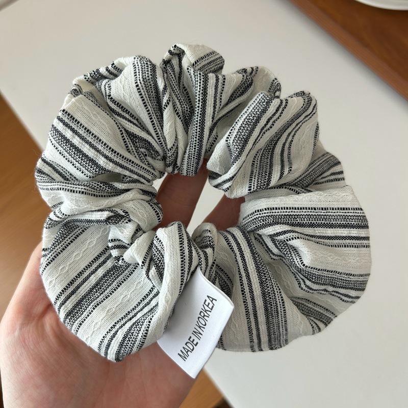 Korea Fashion Stripe Hair Rubber Bands Girls Blue Scrunchie Elastic Big Hair Tie Solid Color Silk Hair Bands Accessoires