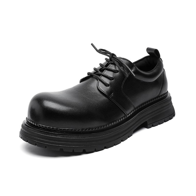 Fashion Stylish Men's Leather Casual Shoes Outdoor Thick Bottom Oxford Shoes Lace Up Tendon Outsole Business Shoes Formal Dress Footwear
