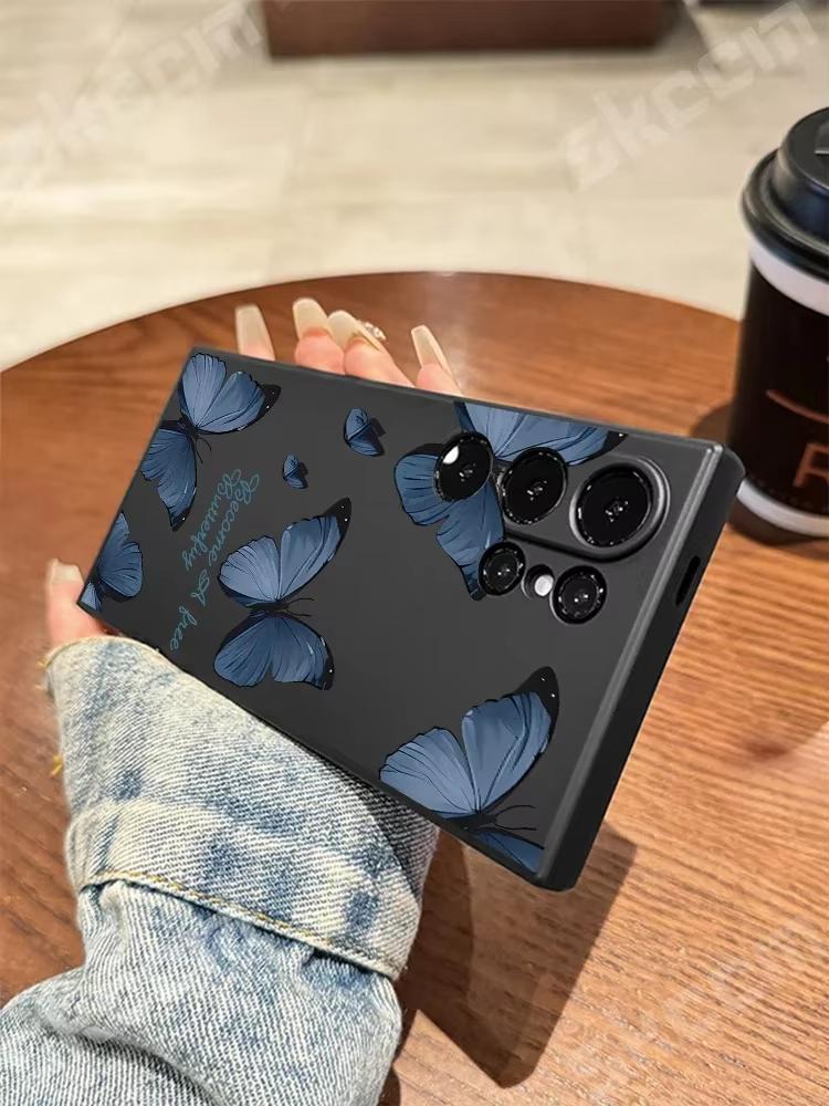 Retro Butterfly Silicone Phone Case For Samsung Galaxy S24 Ultra S23 Plus S22 S20 FE A73 A72 A71 A55 A54 A51 A50 A35 A15 Cover
