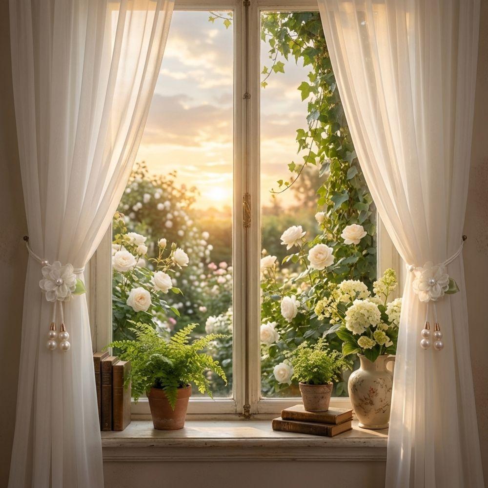 Verstellbare Blumen-Vorhangbänder mit Perlenanhänger Vorhang-Bindeleine Vorhang-Bindung Schlafzimmer