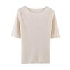 2026 Spring European & American Fashion One-Shoulder Fishbone Mid-Sleeve Elastic Knit Top