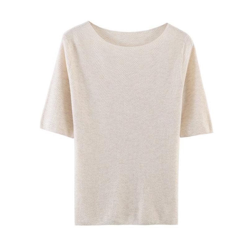 2026 Spring European & American Fashion One-Shoulder Fishbone Mid-Sleeve Elastic Knit Top One Size