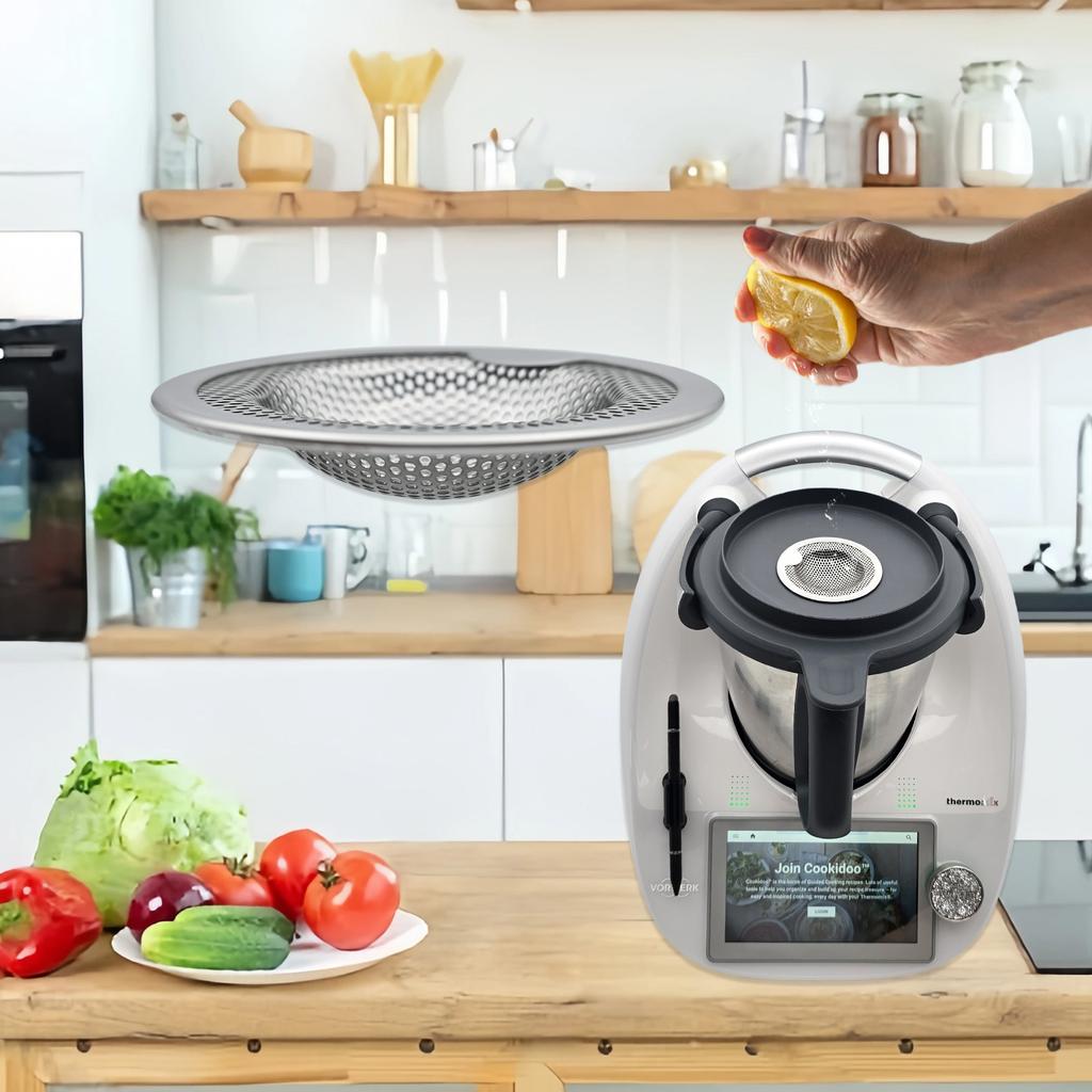 Schiebe-Spritzschutz-Sieb aus Edelstahl für Thermomix TM6/TM5/TM31 - Dampfpuffer-Filternetz Küchenzubehör
