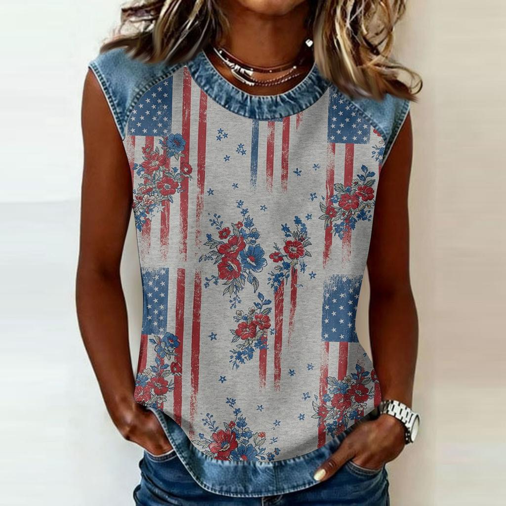 Camiseta informal de manga larga para mujer con cuello redondo y estampado