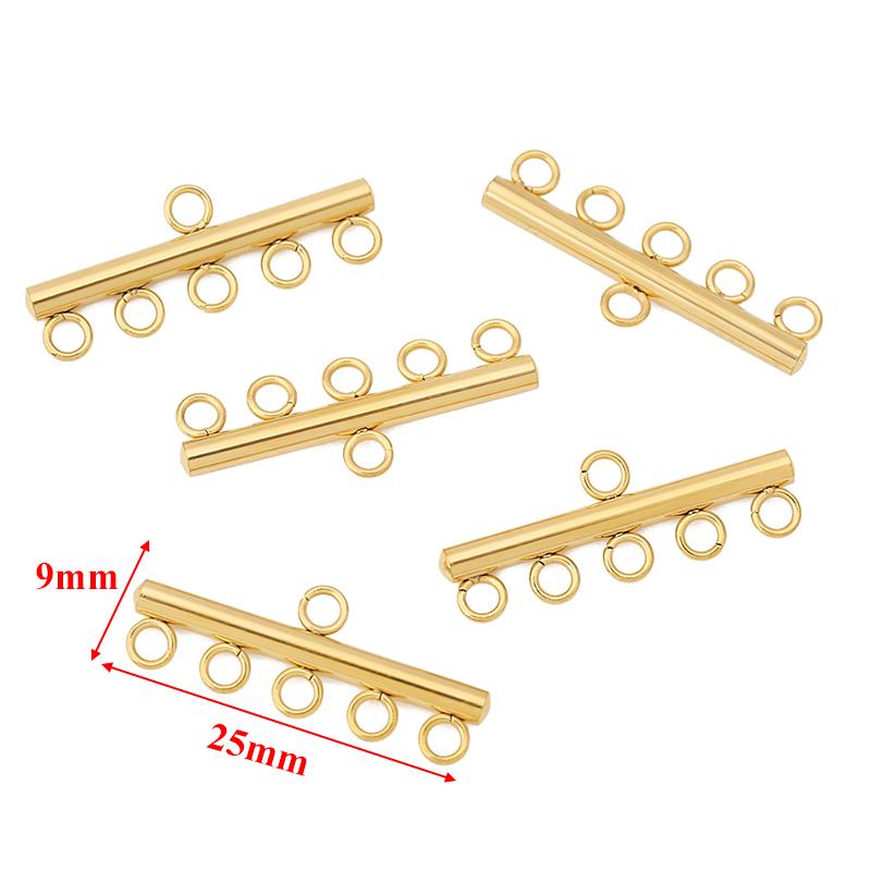 10pcs Stainless Steel Layer Necklace Bracelet Clasp Bails 5 Loops Drop Earrings Chains Connectors DIY Jewelry Findings Supplies