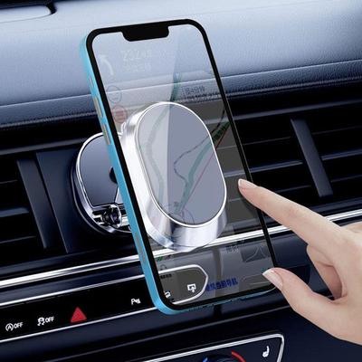 Metallisk Magnetisk Bilmobilhållare Vikbar Magnetisk Mobiltelefonställ I Bil GPS-stöd För IPhone 360° Roterbart Fäste