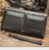MVA Men's Long Retro Genuine Leather Wallet - Large Capacity Card Holder with Multiple Slots, First Layer Cowhide Clutch Bag.