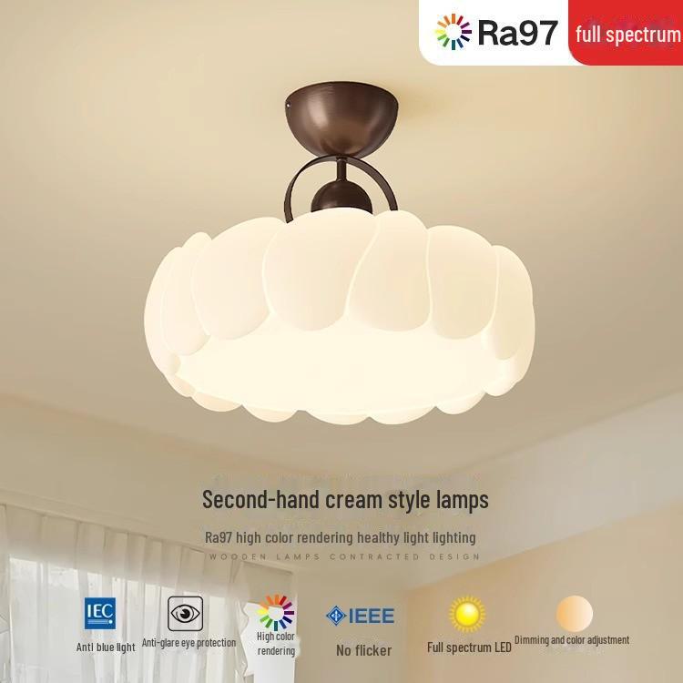 Vintage Cream French Ceiling Lamp 2025 – Full Spectrum Eye Protection for Bedrooms & Studies