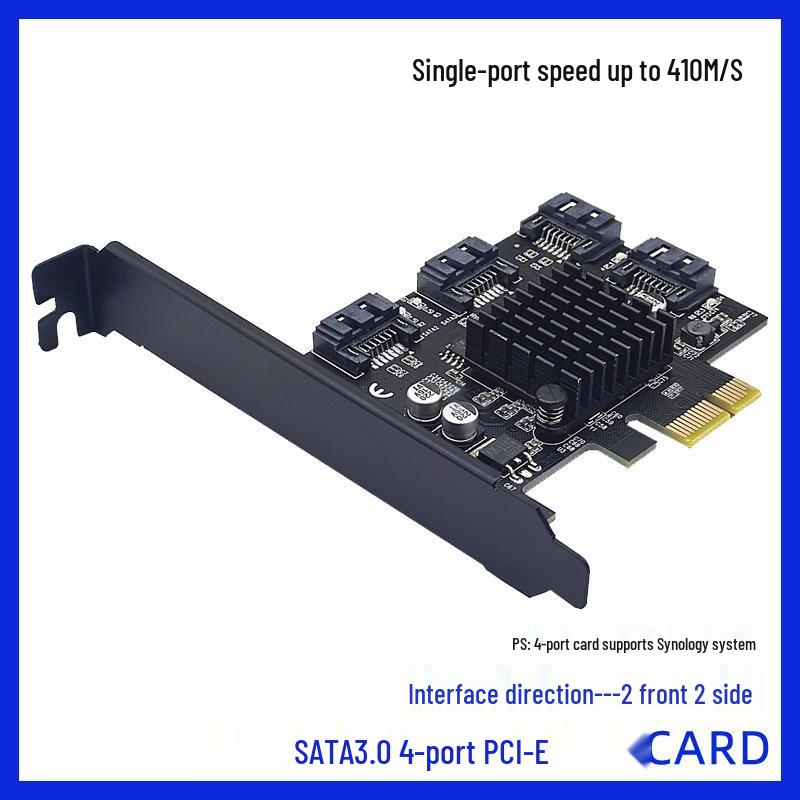 PCI-E to SATA 3.0 Expansion Card 4-Port/6-Port 6Gbps Adapter for IPFS and Chia with 88SE9215 Chip.