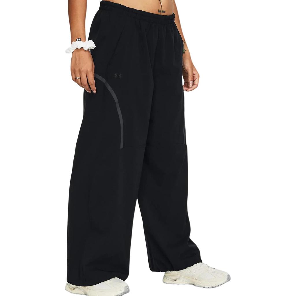 Under Armour Solid Color Elastic Waist Straight Leg Knit Sports Pants Women pants Black 1382740-001