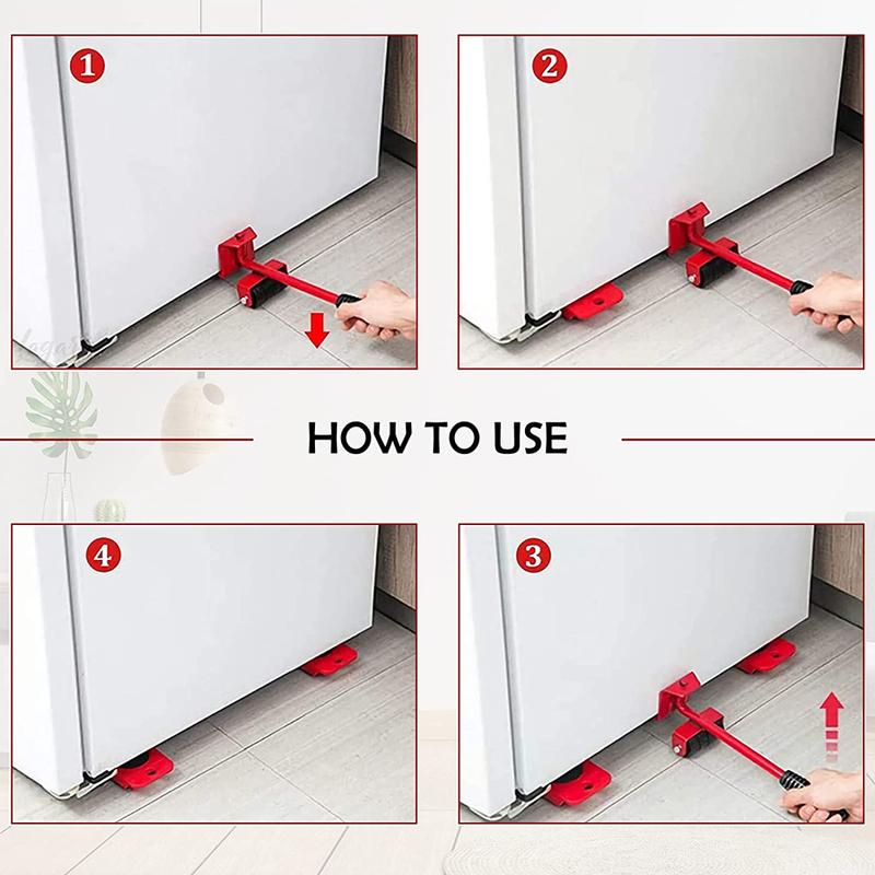 New Heavy Duty Furniture Lifter Transport Tool Furniture Mover Set 4 Move Roller 1 Wheel Bar for Lifting Moving Furniture Helper