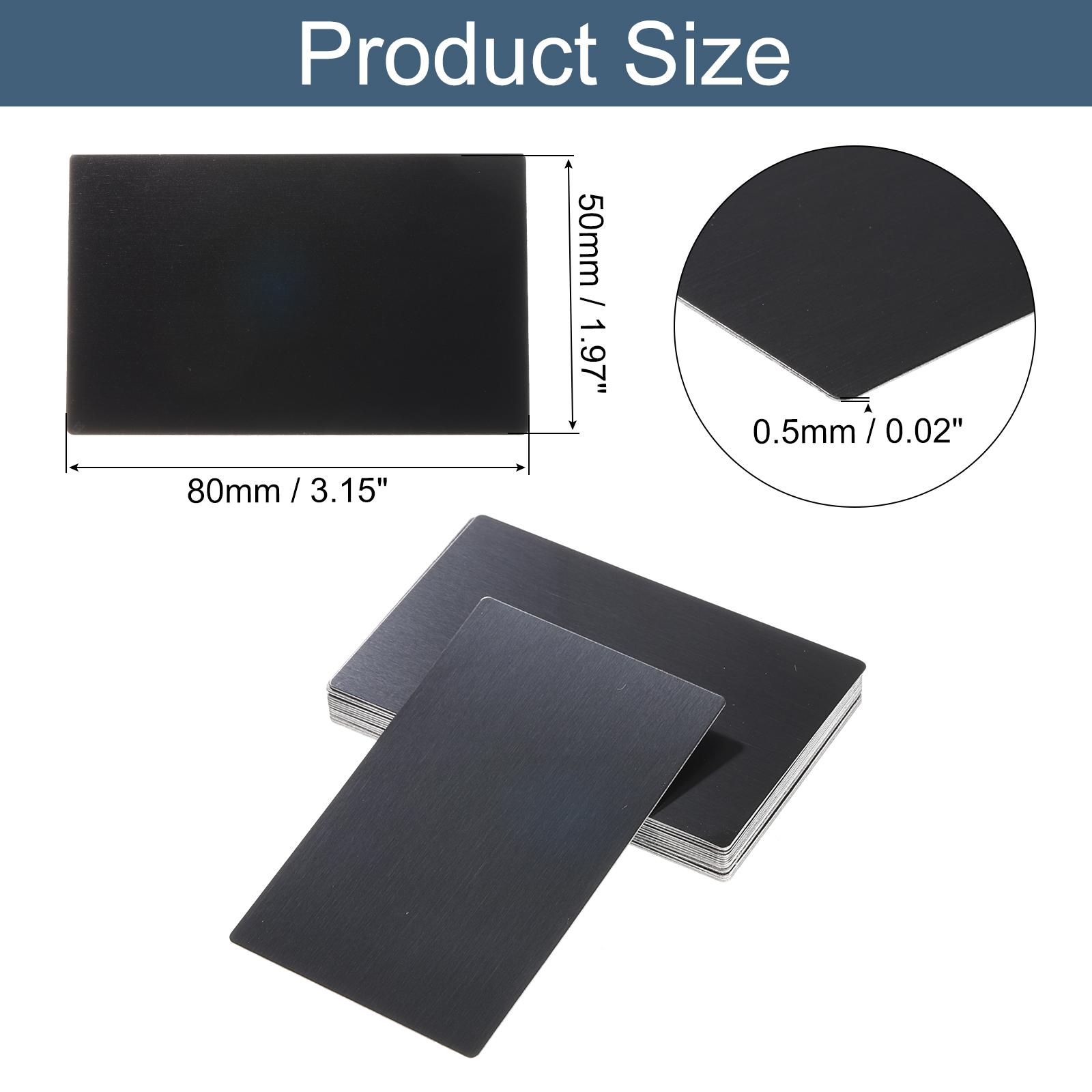 15Pcs Blank Metal Business Cards Anodized Aluminum Sheet Name Card for Laser Engraving DIY Cards 80x50x 0.5/0.8/1mm Black/Silver