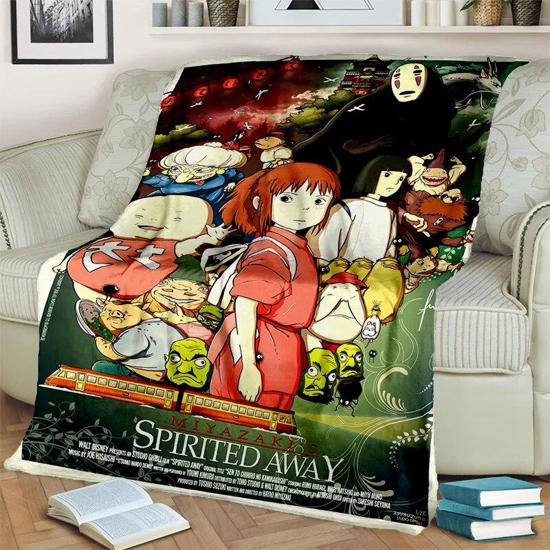 Spirited Away 3D-Cartoon-Anime-HD-Decke, weiche Überwurfdecke für Zuhause, Schlafzimmer, Bett, Sofa, Picknick, Reisen, Büro, Decke für Kinder