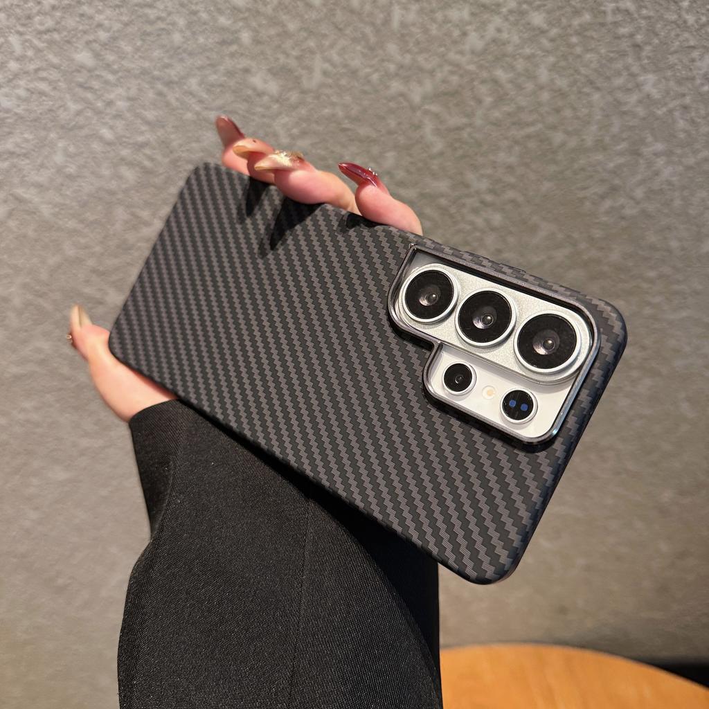 For Samsung Galaxy S26 S25 S24 S23 Ultra Plus Carbon Fiber Texture Case For Magsafe Wireless Charging Alloy Lens PC Points Cover