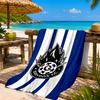 Flame Soccer Emblem Printed Microfiber Beach Towel, Soft And Absorbent, Quick-Dry, Ideal for Summer Travel, Beach Essential, Swimming Pool